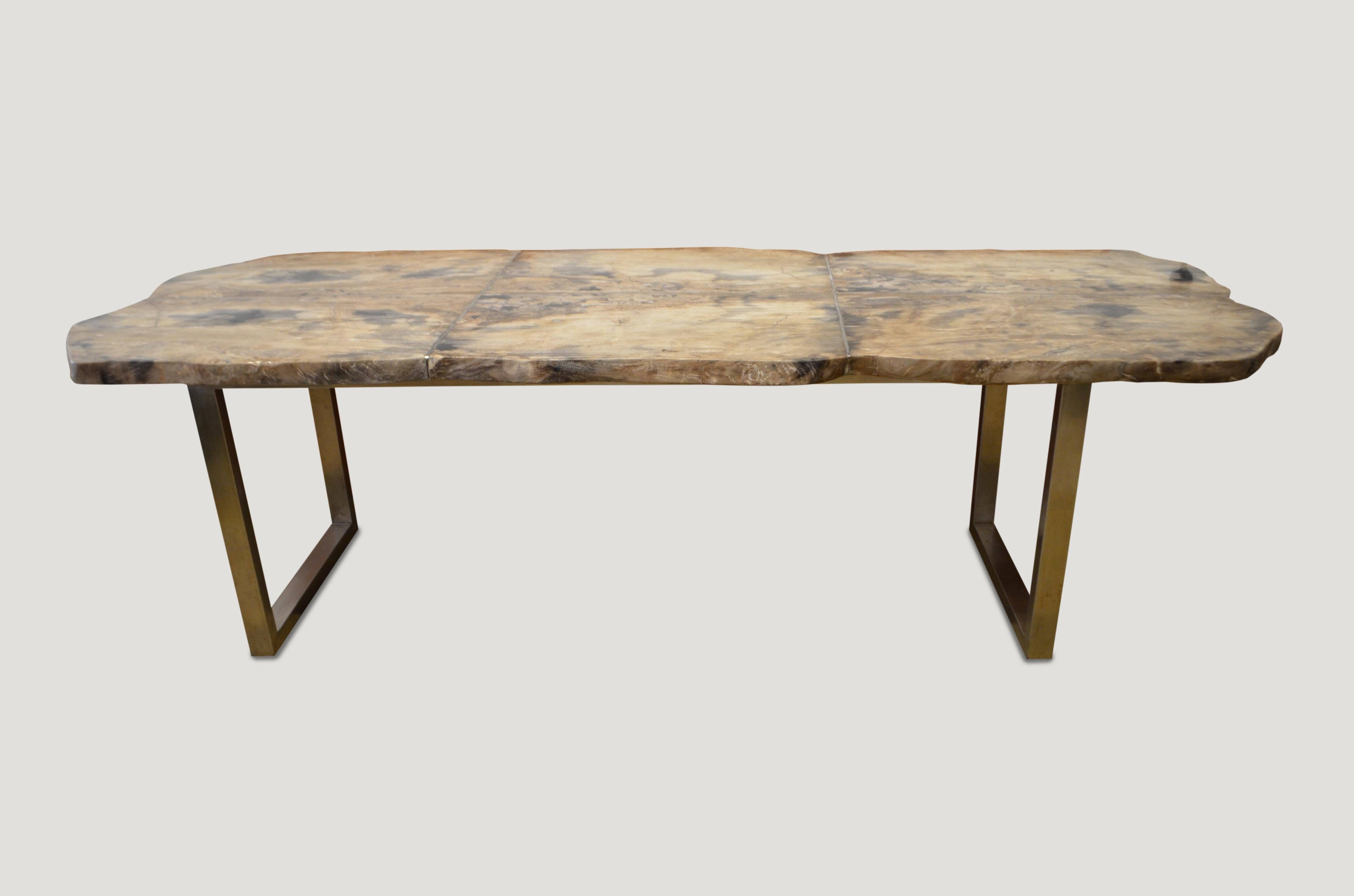 Organic Modern Andrianna Shamaris Petrified Wood Table For Sale