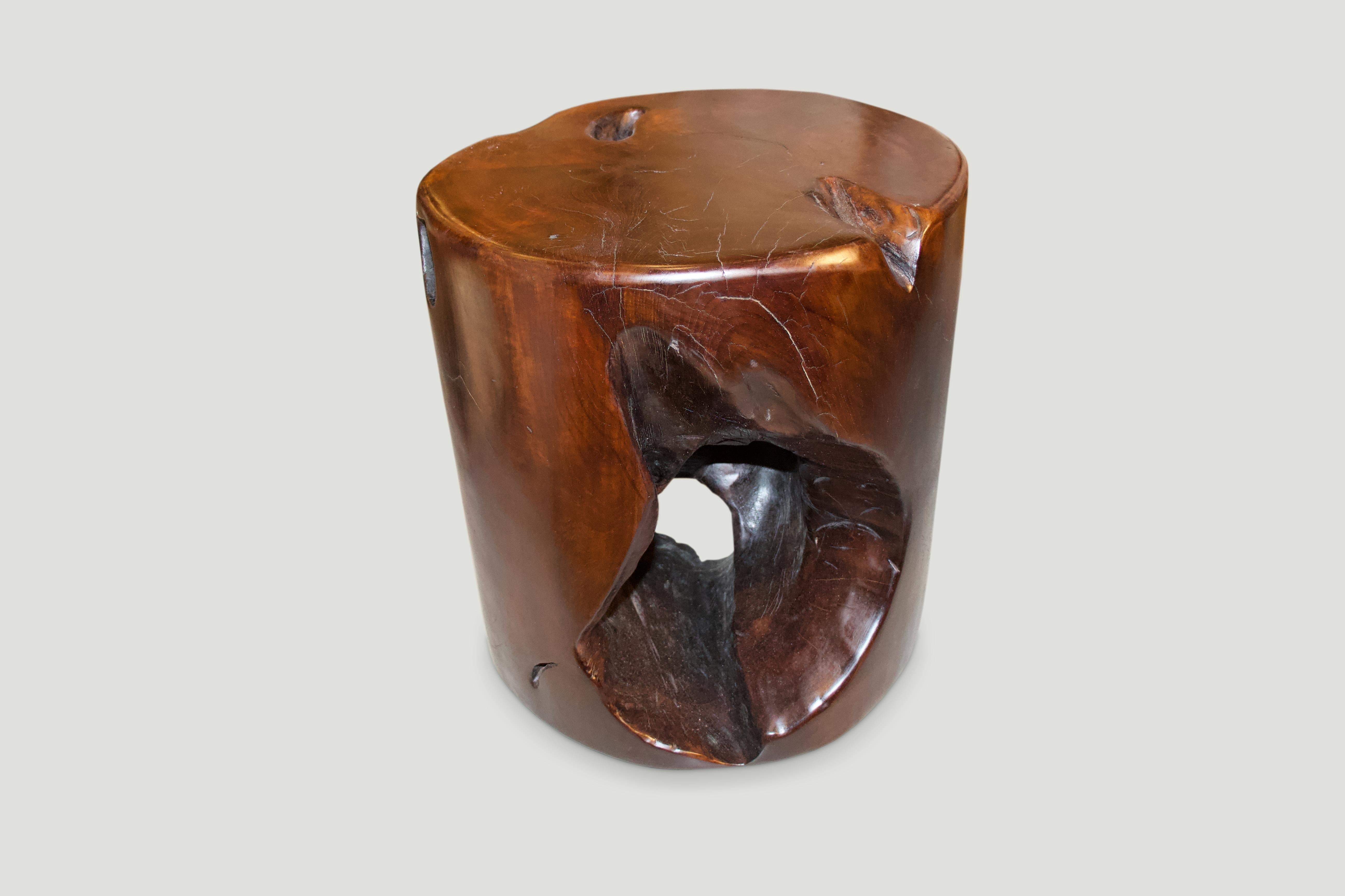 Organic Modern Andrianna Shamaris Polished Teak Wood Organic Side Table