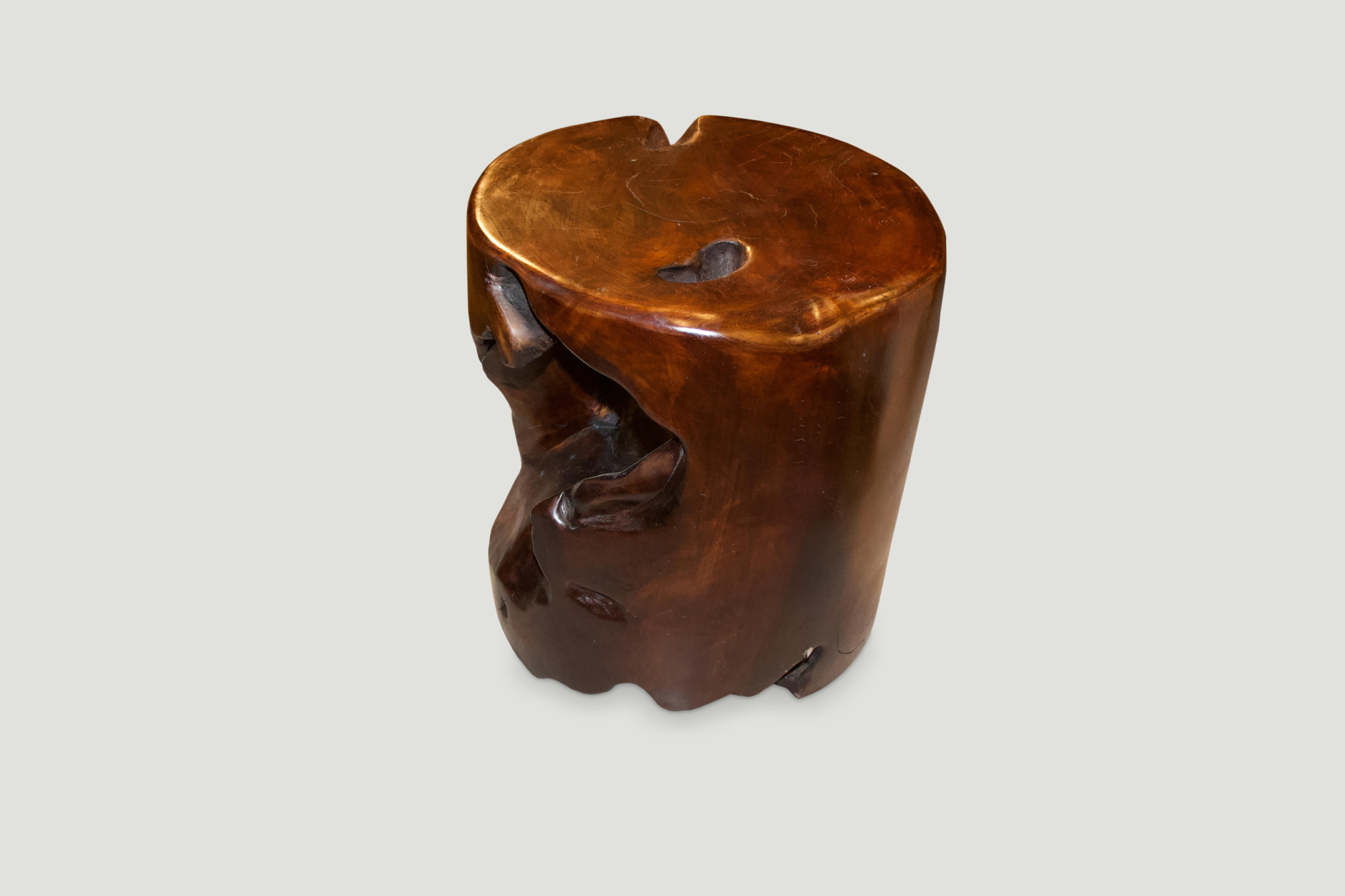 Andrianna Shamaris Polished Teak Wood Organic Side Table In Excellent Condition In New York, NY