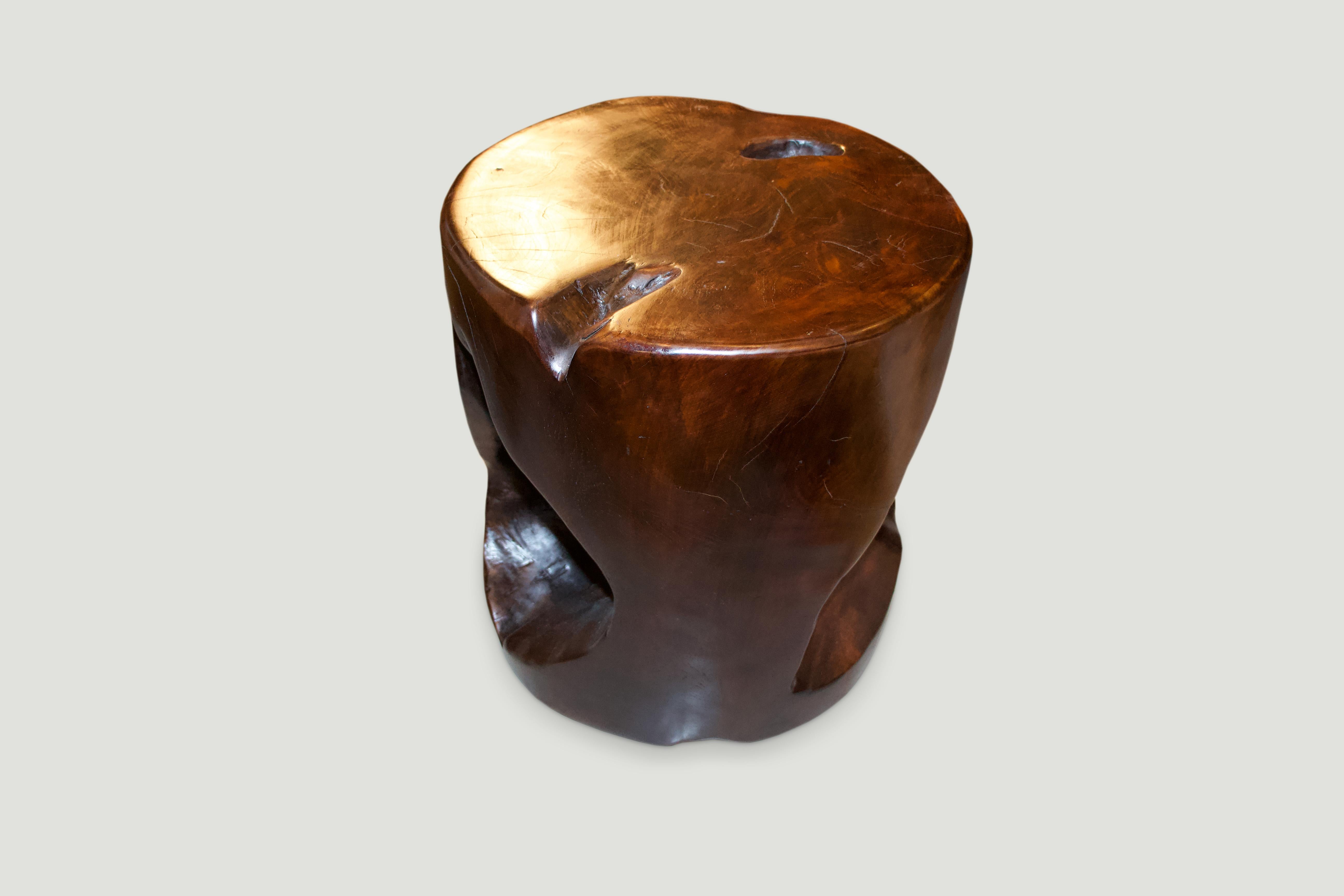 Contemporary Andrianna Shamaris Polished Teak Wood Organic Side Table