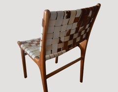 Andrianna Shamaris Premium Double-Backed Teak Wood Cowhide Chair