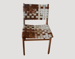 Andrianna Shamaris Premium Double-Backed Teak Wood Cowhide Chair