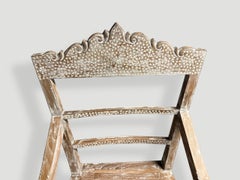 Andrianna Shamaris Raffles Chair, Reclaimed Teak, Shell Inlay Design