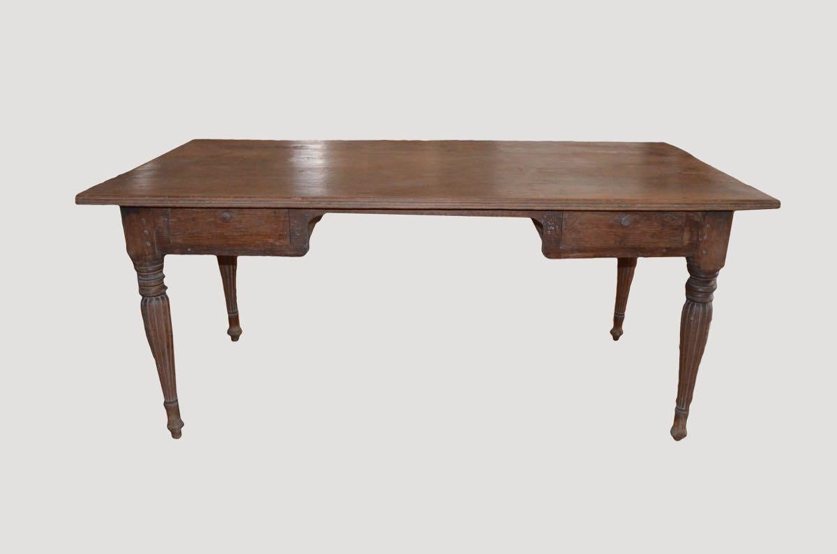 British Colonial Andrianna Shamaris Raffles Teak Wood Desk