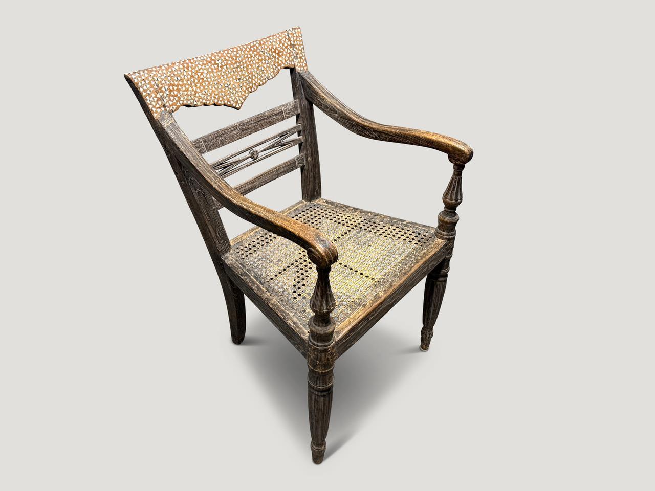 Dutch Colonial Andrianna Shamaris Rare Antique Raffles Arm Chair For Sale
