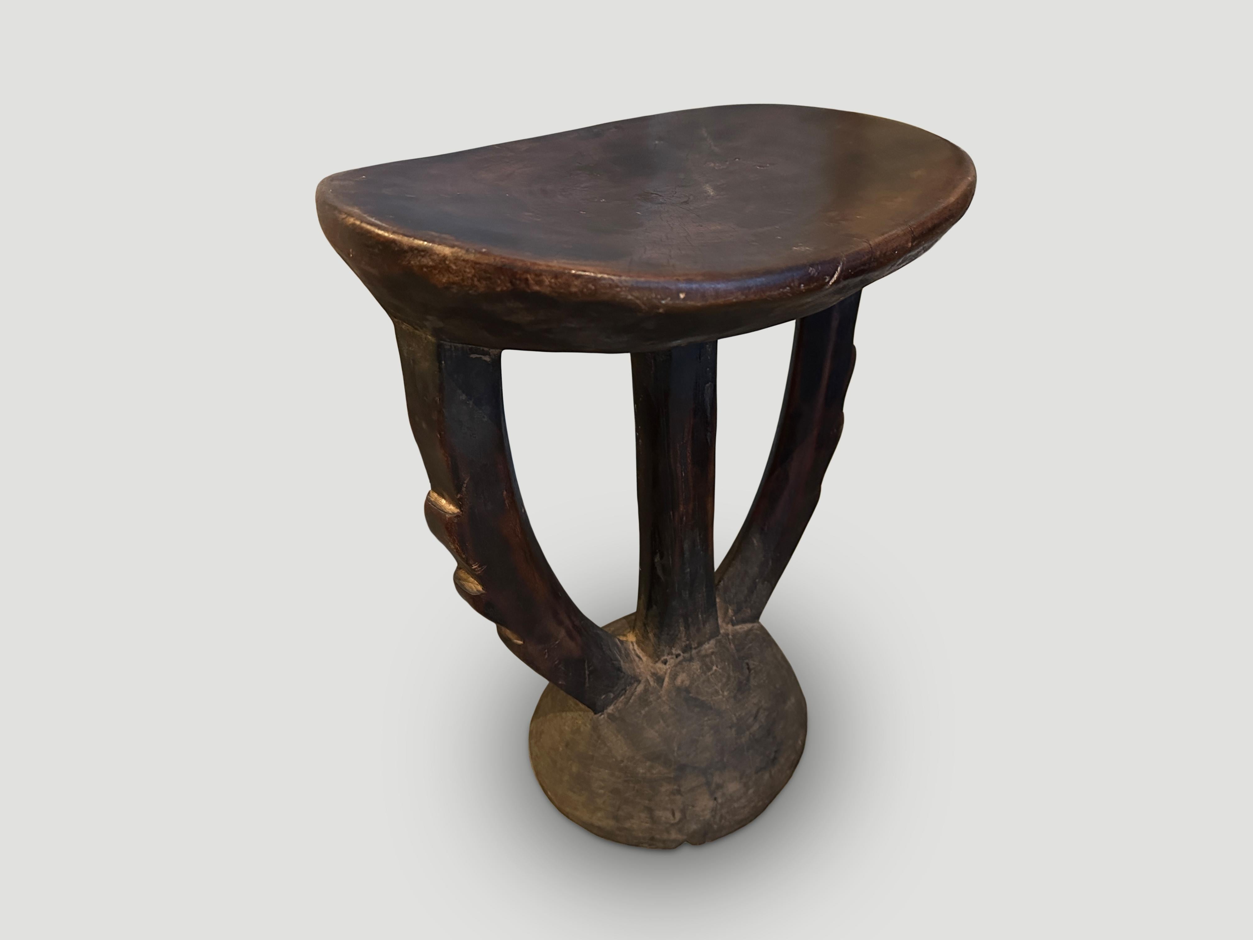Andrianna Shamaris Rare Antique Teak Wood African Sculptural Side Table In Excellent Condition In New York, NY