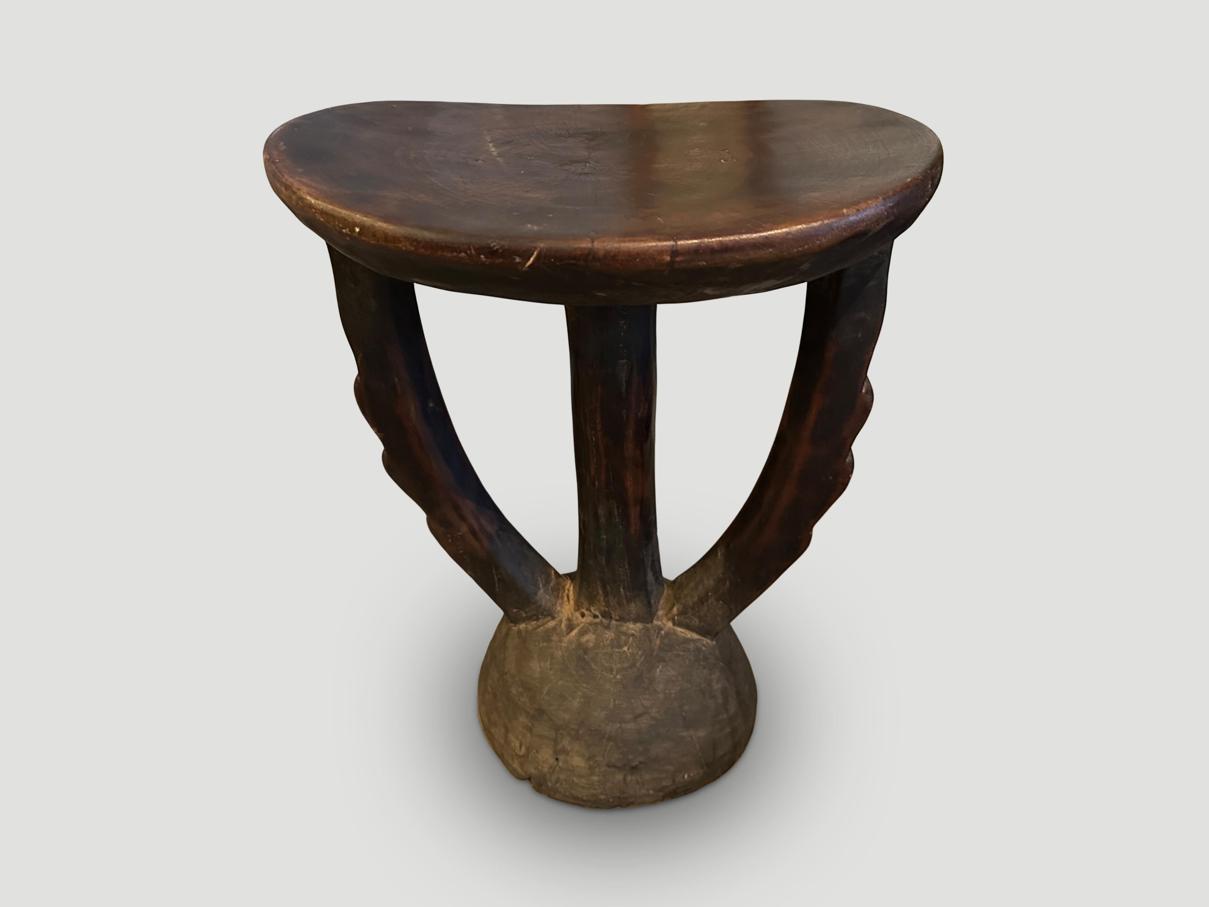 Mid-20th Century Andrianna Shamaris Rare Antique Teak Wood African Sculptural Side Table