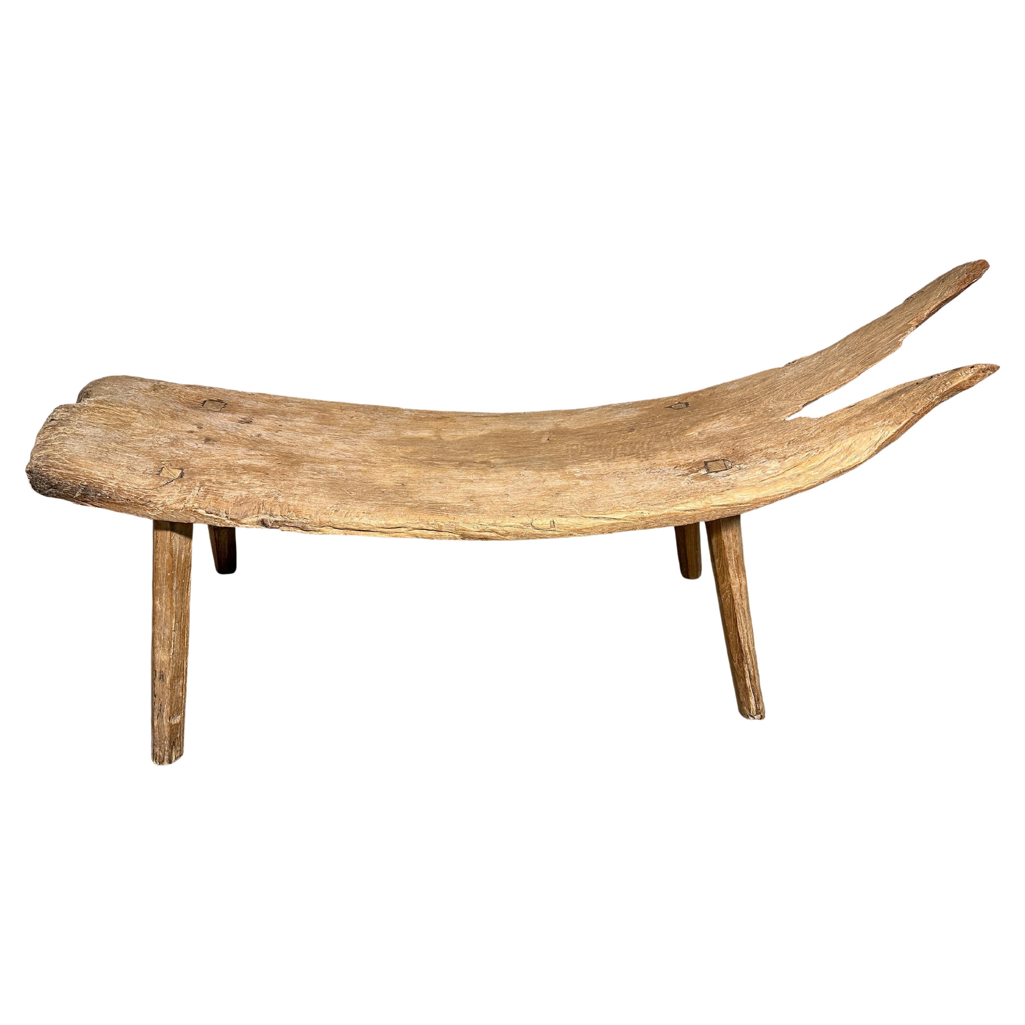Seltene antike Bank oder Chaise aus Teakholz