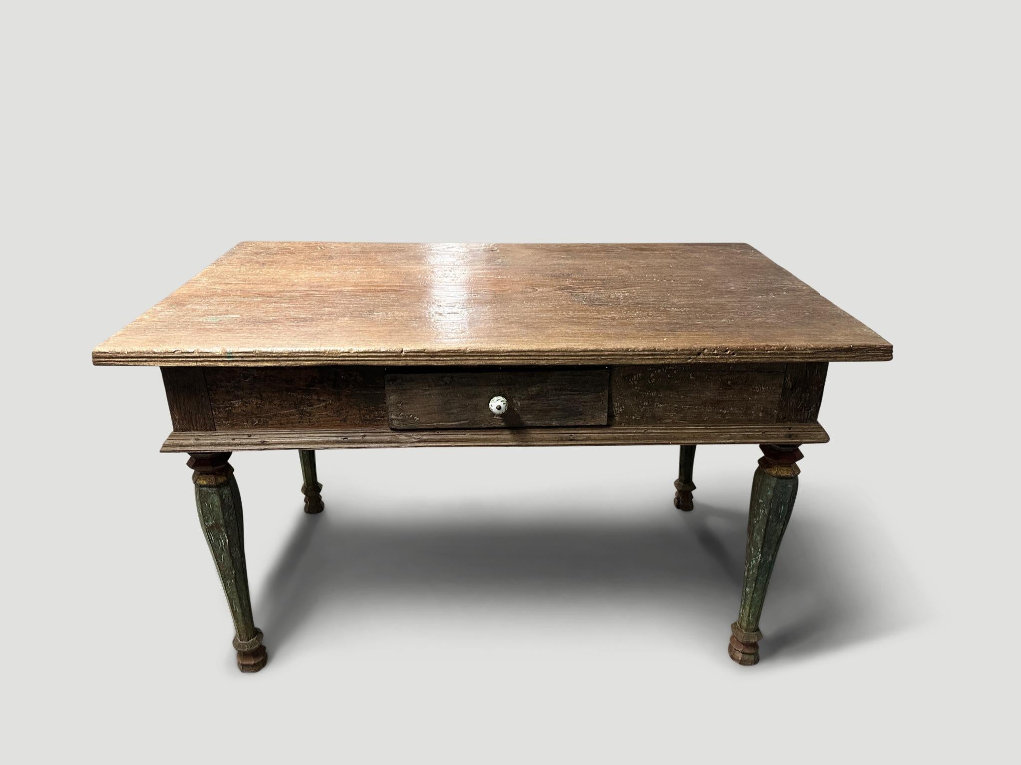 Andrianna Shamaris Rare Antique Teak Wood Console or Desk In Excellent Condition For Sale In New York, NY