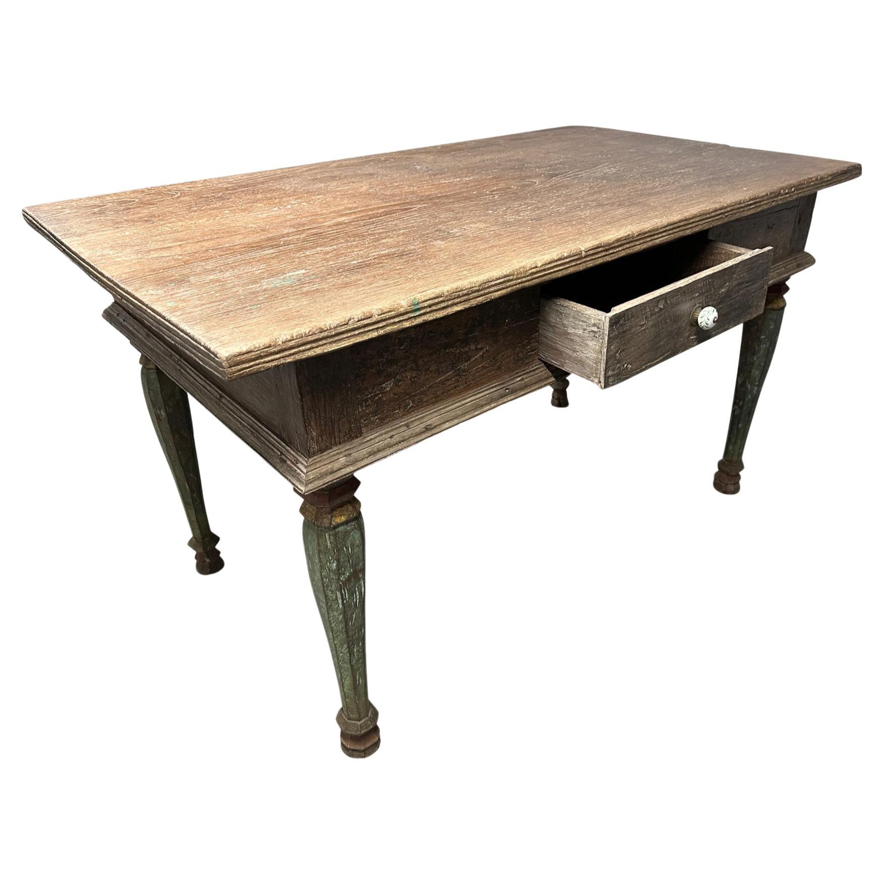 Andrianna Shamaris Rare Antique Teak Wood Console or Desk For Sale