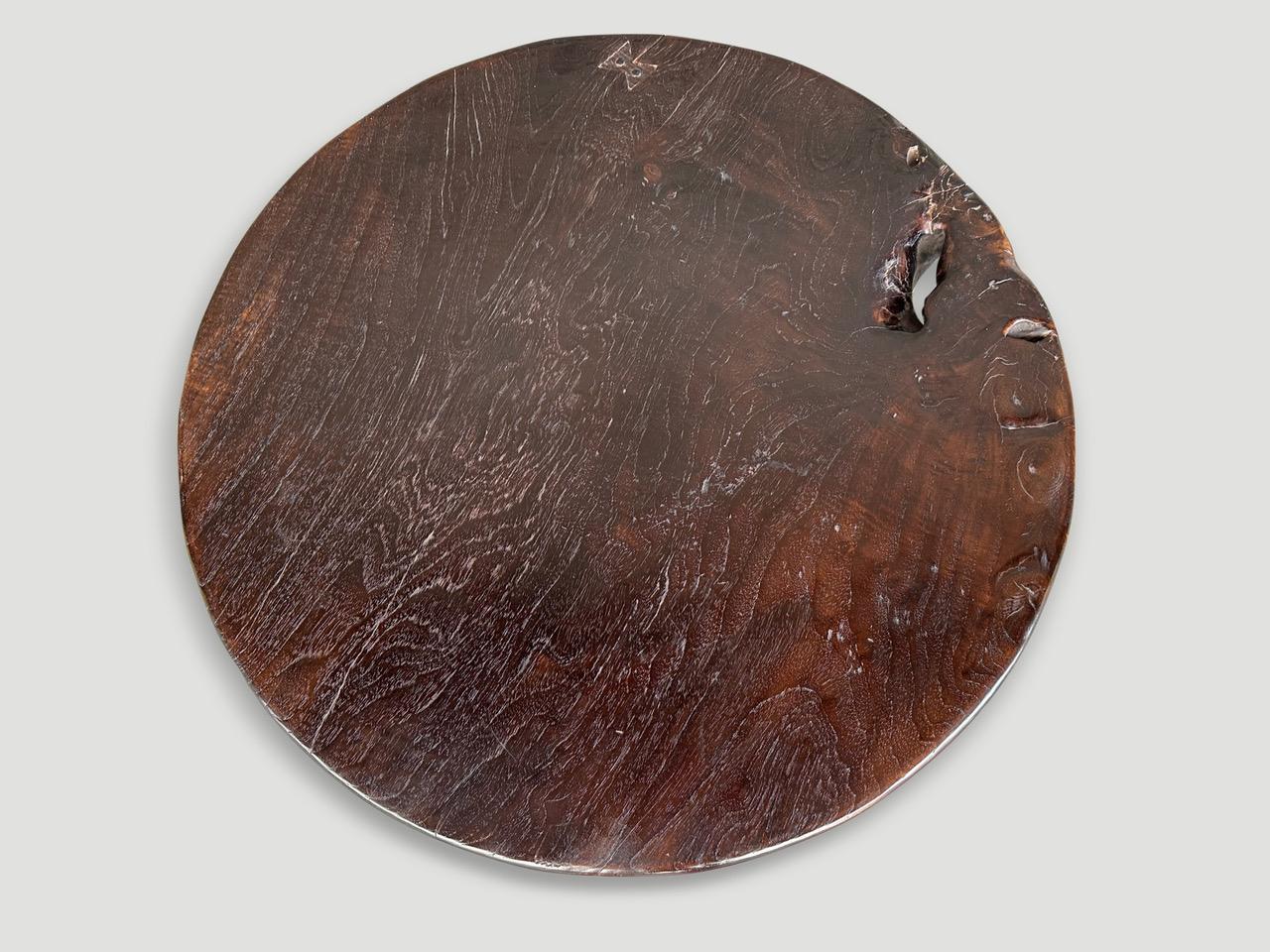 Primitive Andrianna Shamaris Rare Antique Teak Wood Side Table  For Sale