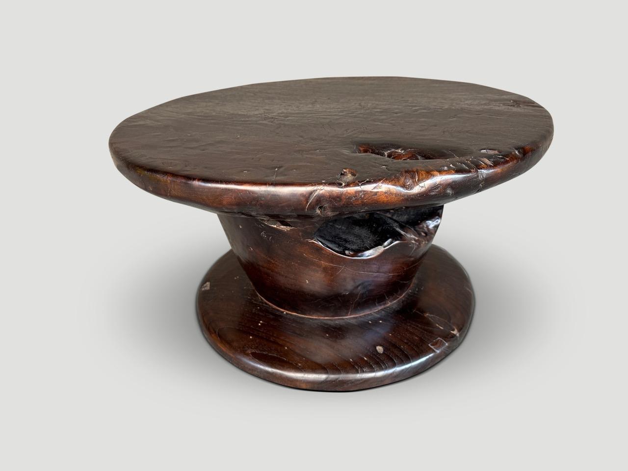 Andrianna Shamaris Rare Antique Teak Wood Side Table  In Excellent Condition For Sale In New York, NY