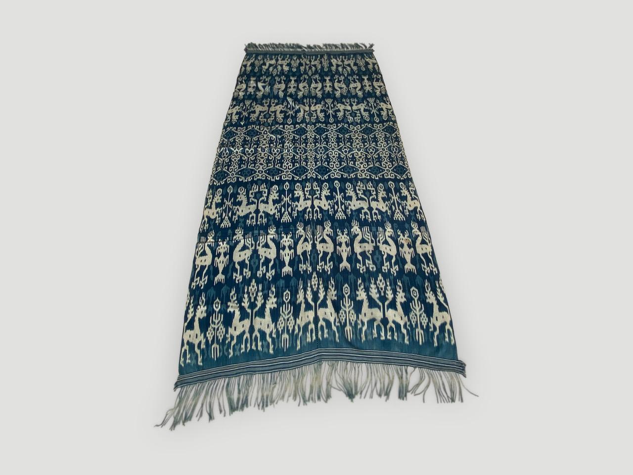 Hand-Woven Andrianna Shamaris Rare Bold indigo Cotton Sumba Textile