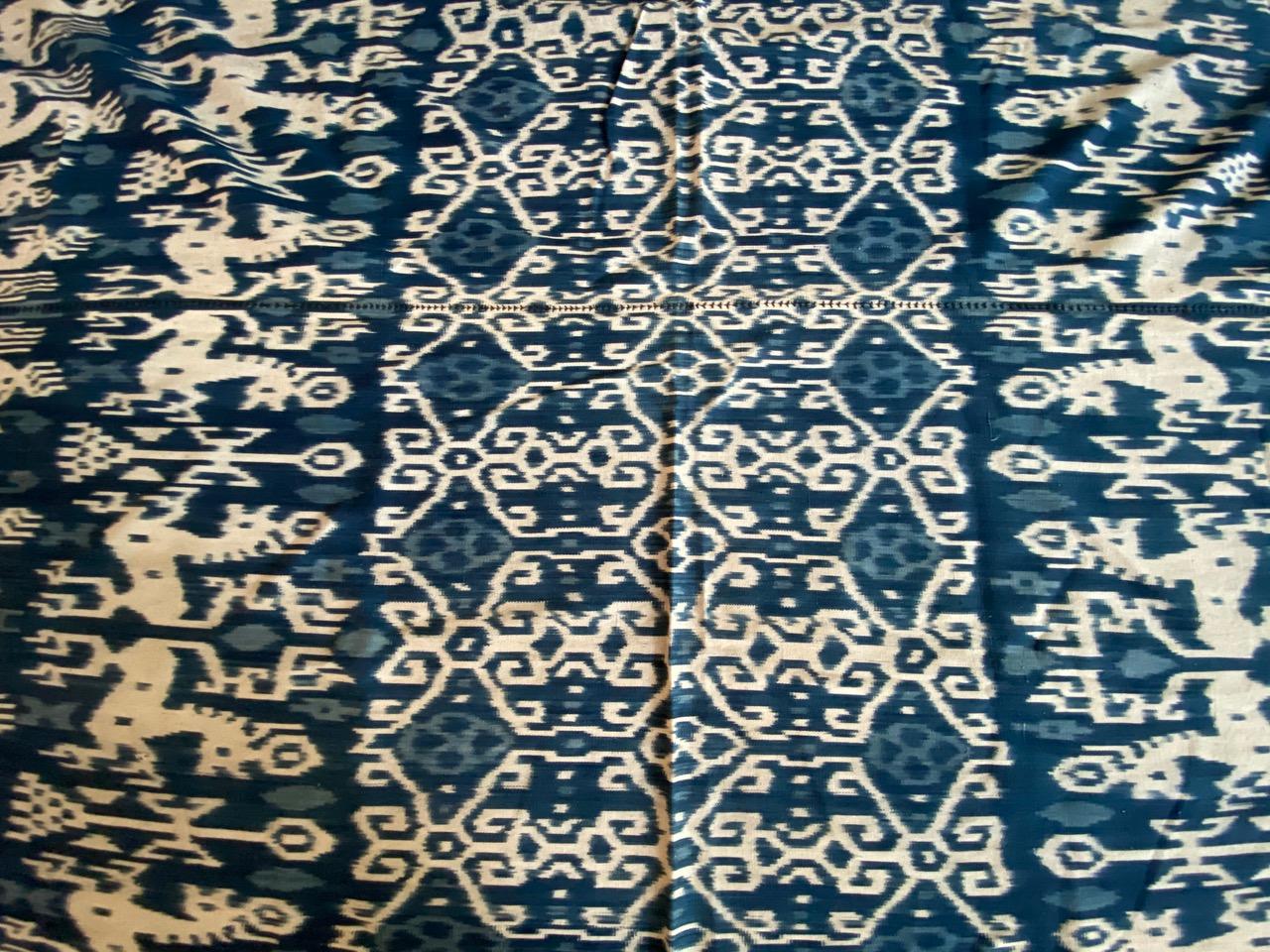 Andrianna Shamaris Rare Bold indigo Cotton Sumba Textile In Excellent Condition In New York, NY
