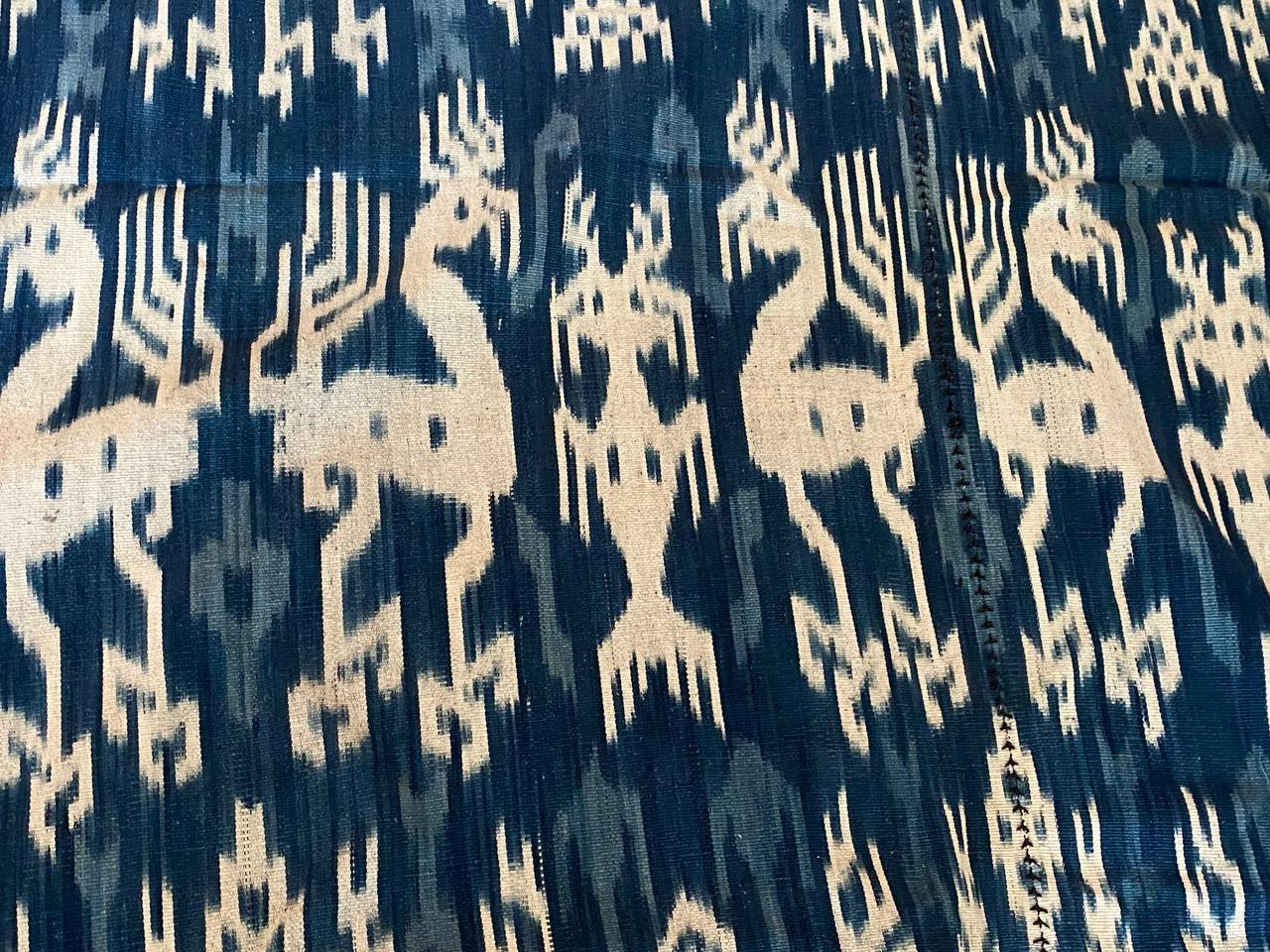20th Century Andrianna Shamaris Rare Bold indigo Cotton Sumba Textile