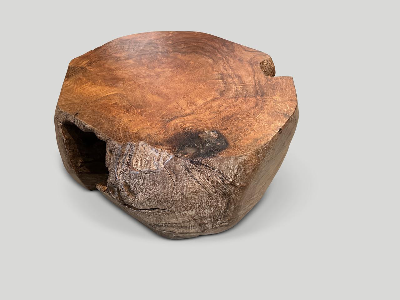 Mid-Century Modern Andrianna Shamaris Rare Burl Teak Wood Coffee Table 