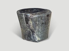 Andrianna Shamaris Rare Dark Green Toned Petrified Wood Side Table