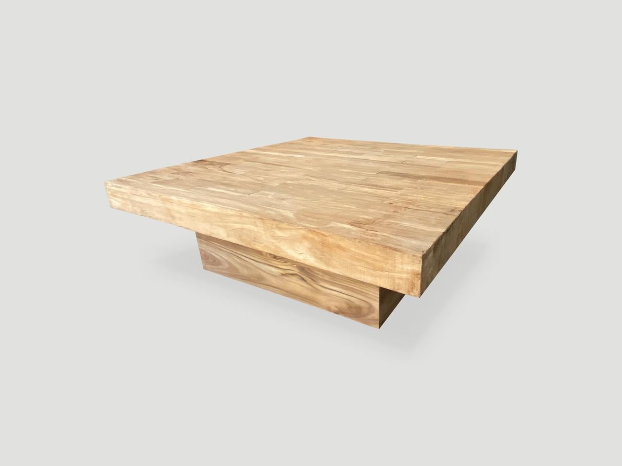 Organic Modern Andrianna Shamaris Reclaimed Square Natural Teak Wood Coffee Table For Sale