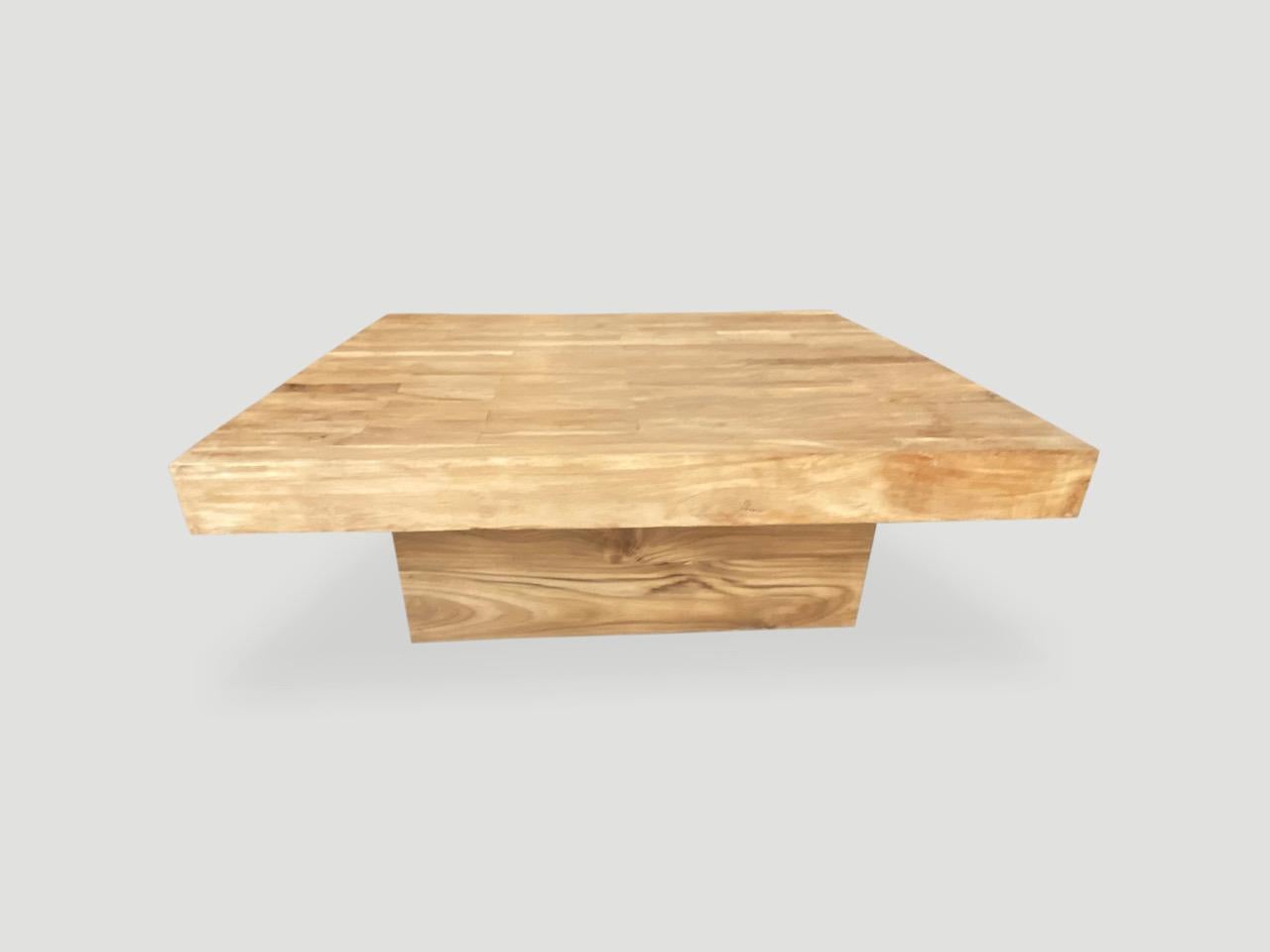 Andrianna Shamaris Reclaimed Square Natural Teak Wood Coffee Table In Excellent Condition For Sale In New York, NY