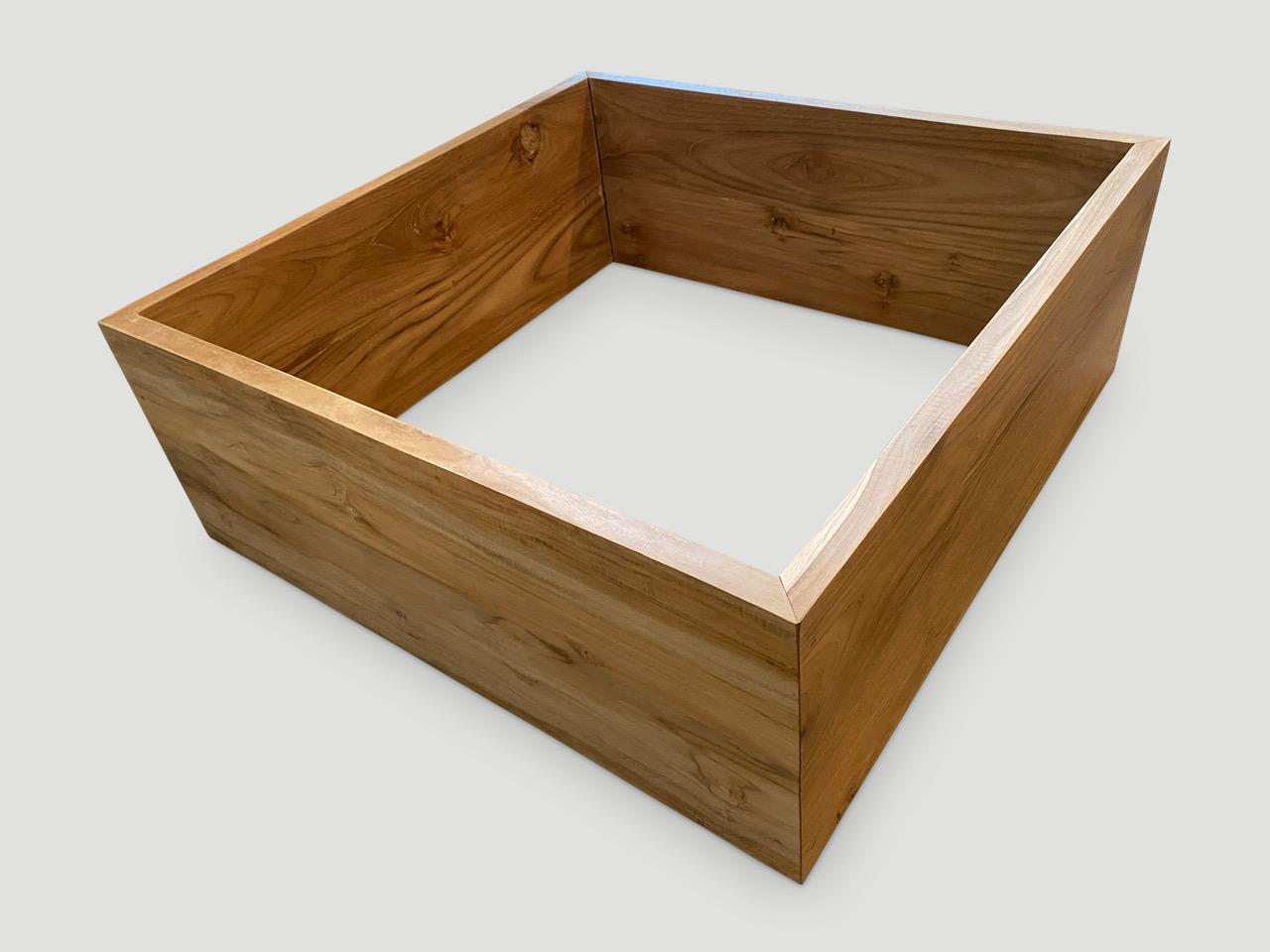 Contemporary Andrianna Shamaris Reclaimed Square Natural Teak Wood Coffee Table For Sale