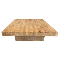 Antique Andrianna Shamaris Reclaimed Square Natural Teak Wood Coffee Table