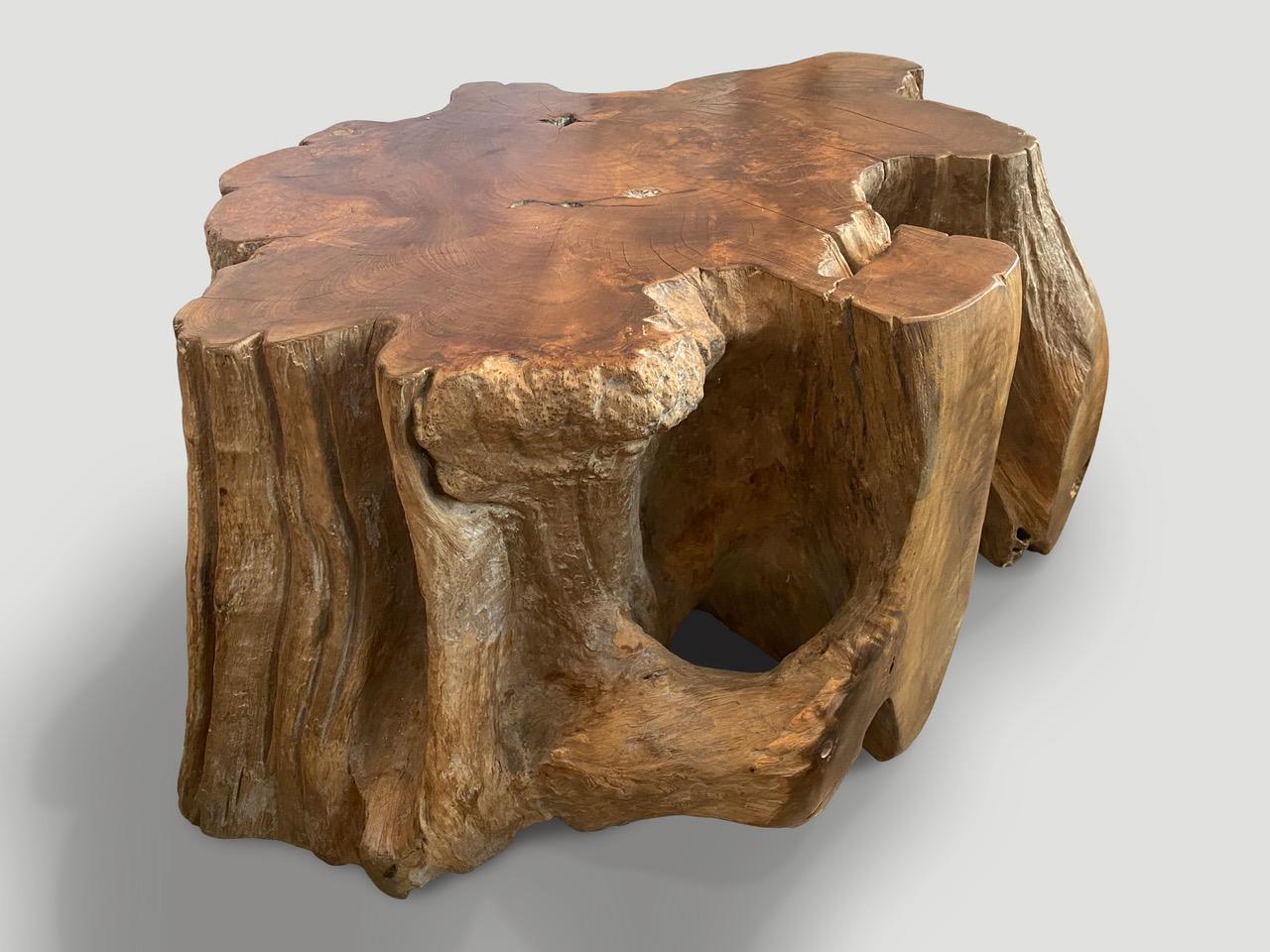 Wood Andrianna Shamaris Reclaimed Teak Root Pedestal, Side Table or Coffee Table