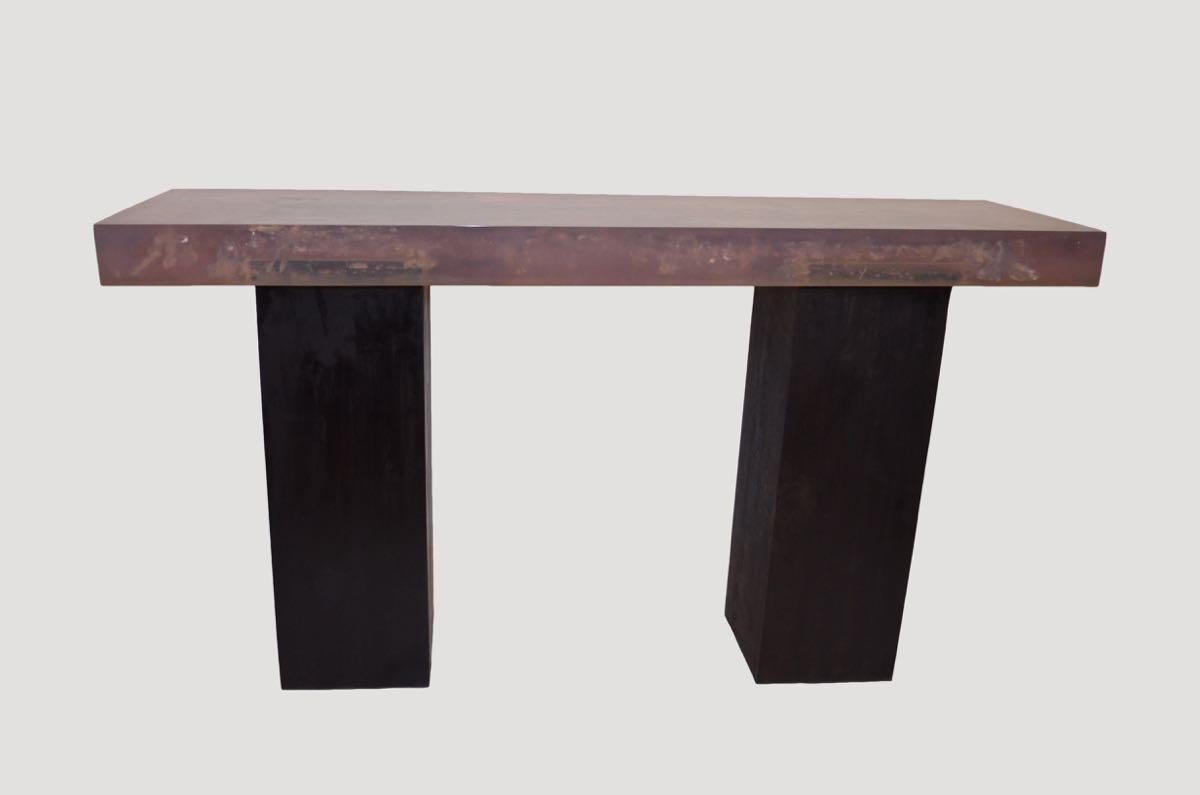 Modern Andrianna Shamaris Resin Console Top with Espresso Stained Wood Base For Sale