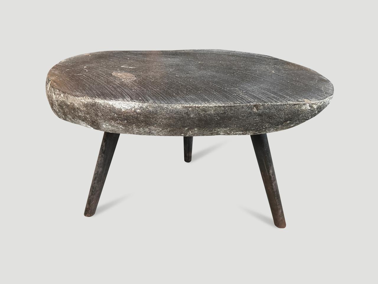 Organic Modern Andrianna Shamaris River Stone Side Table For Sale