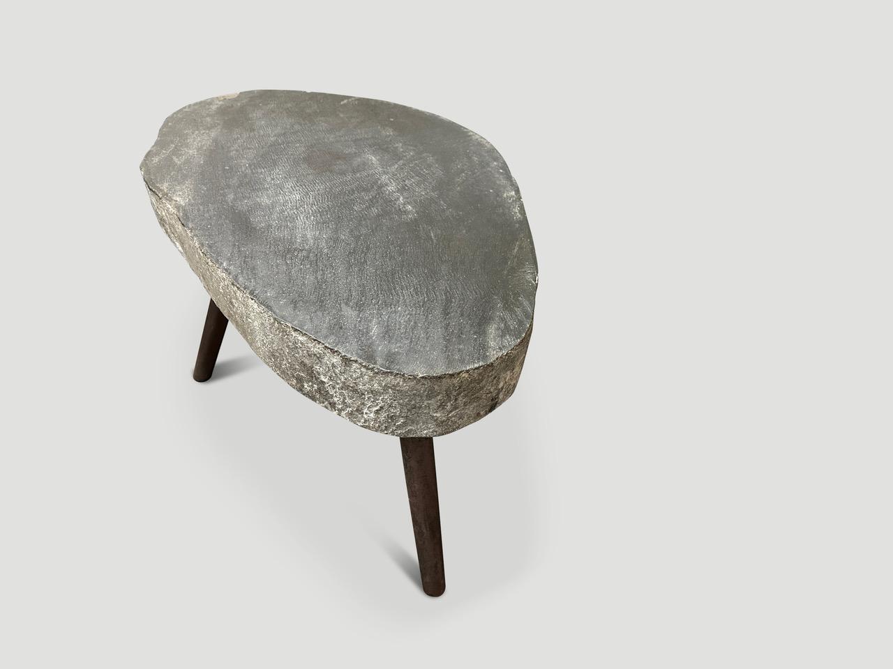 Contemporary Andrianna Shamaris River Stone Side Table For Sale