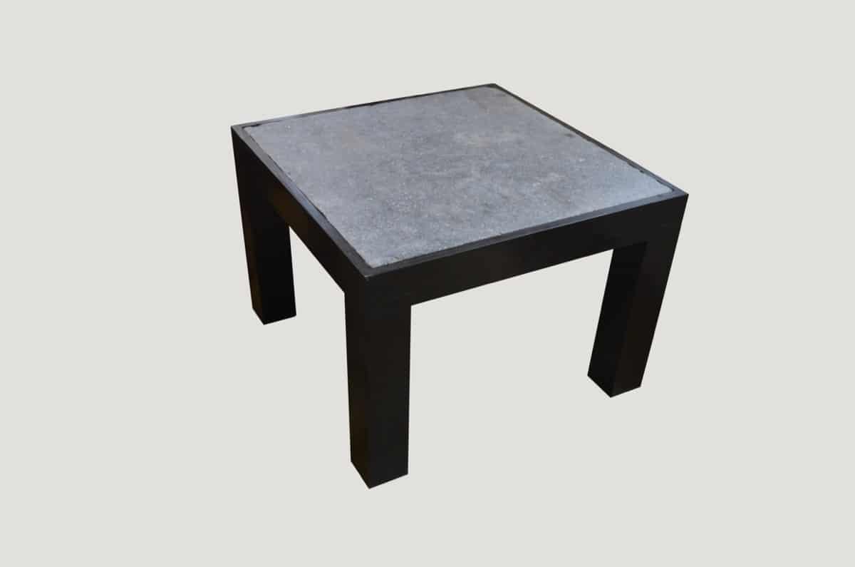 Andrianna Shamaris Riverstone Teak Wood Side Table In New Condition For Sale In New York, NY