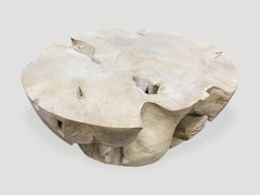 Andrianna Shamaris Round Bleached Teak Wood Coffee Table