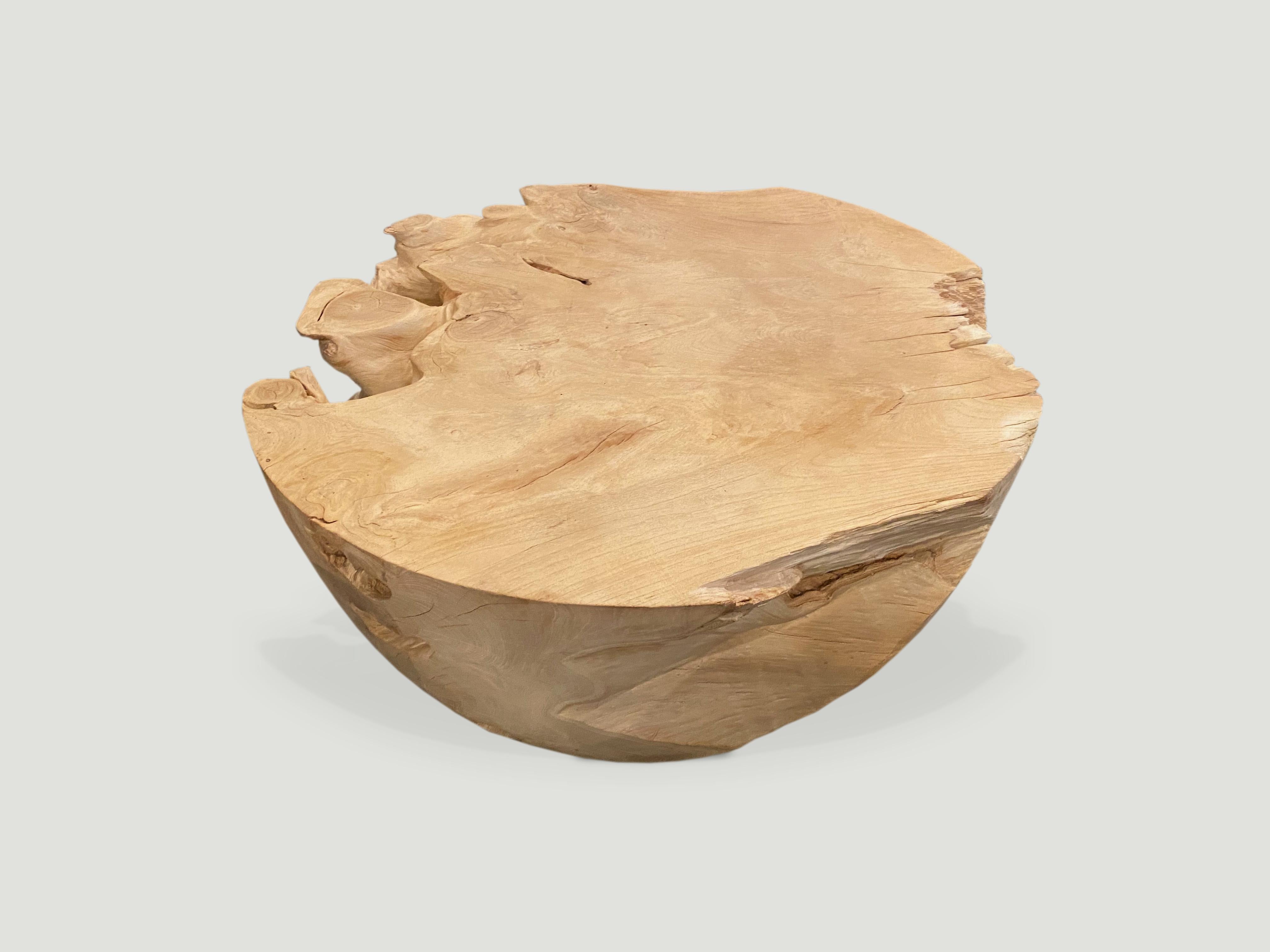 bleached wood round coffee table
