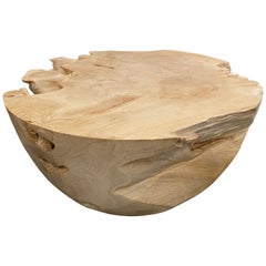 Andrianna Shamaris Round Bleached Teak Wood Coffee Table