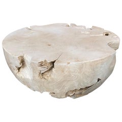 Andrianna Shamaris Round Bleached Teak Wood Coffee Table