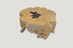 Andrianna Shamaris Round Bleached Teak Wood Organic Coffee Table