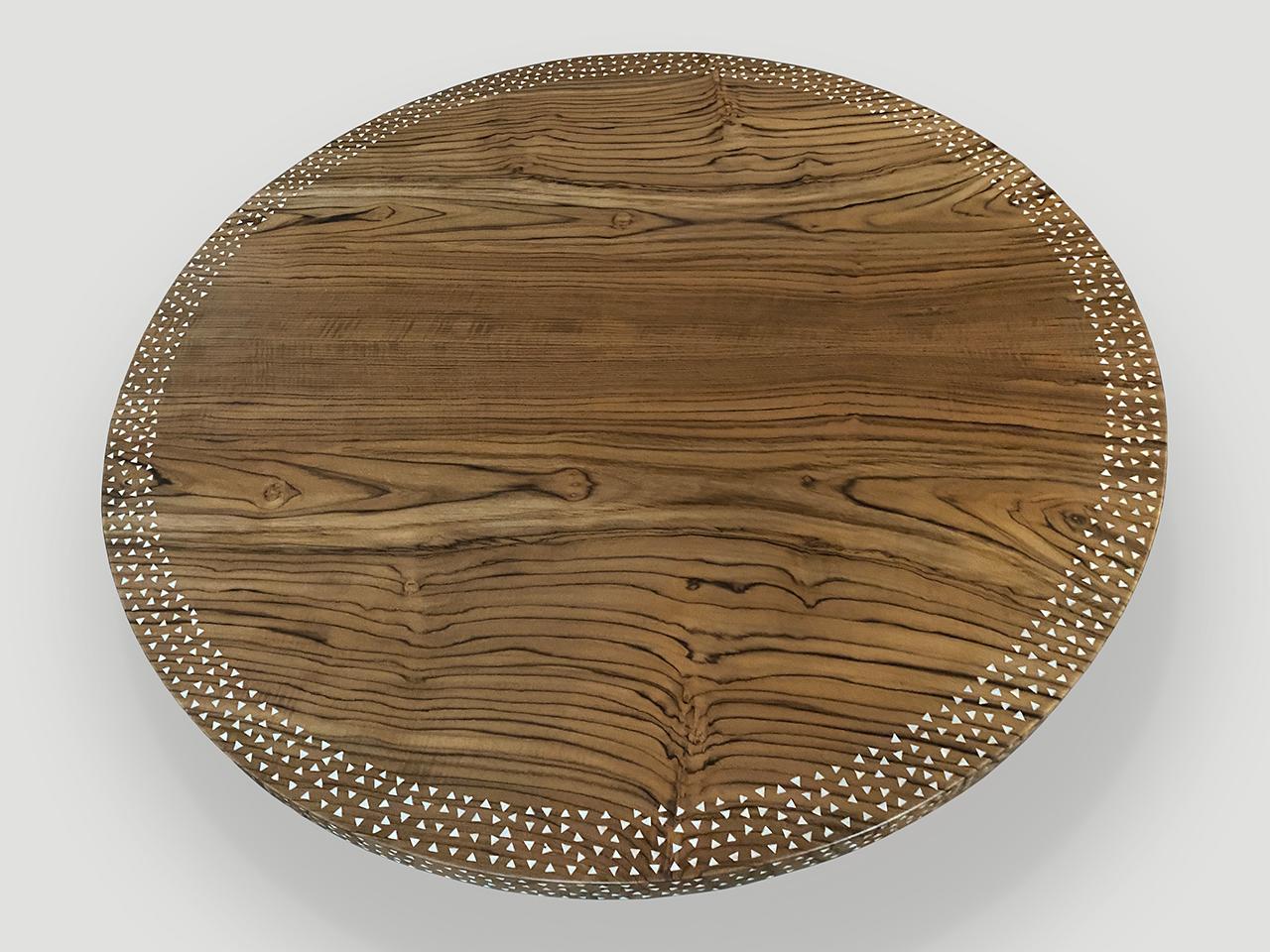 Andrianna Shamaris Round Shell Inlaid Dining Table or Entrance Table In Excellent Condition For Sale In New York, NY