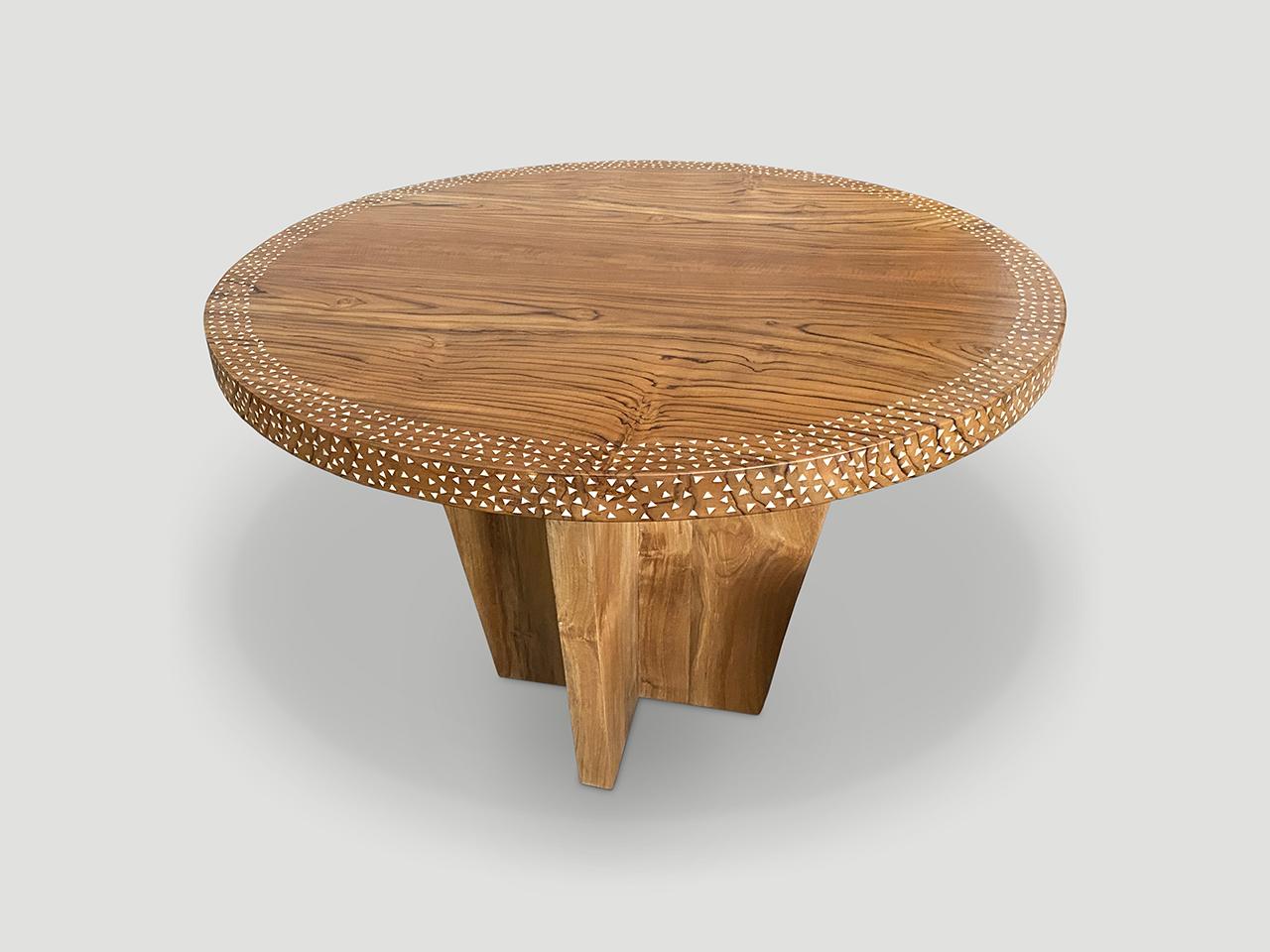 Andrianna Shamaris Round Shell Inlaid Dining Table or Entrance Table For Sale 2