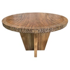 Andrianna Shamaris Round Shell Inlaid Dining Table or Entrance Table