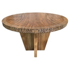 Andrianna Shamaris Round Shell Inlaid Dining Table or Entrance Table