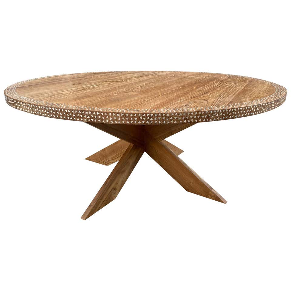 Round Inlaid Dining Table For Sale at 1stDibs