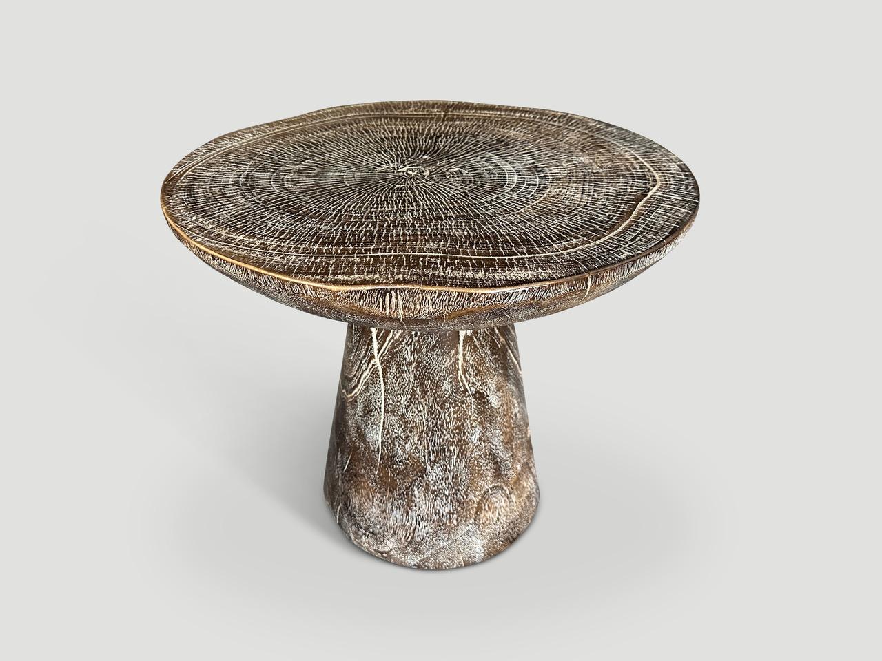 Andrianna Shamaris Round Single Charred Side Table In Excellent Condition For Sale In New York, NY