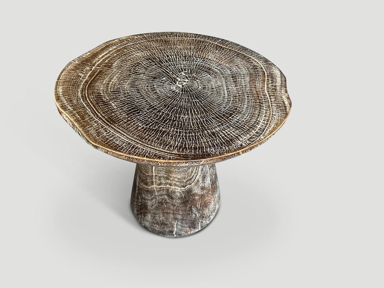 Contemporary Andrianna Shamaris Round Single Charred Side Table For Sale