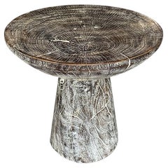 Andrianna Shamaris Round Single Charred Side Table or Entry Table