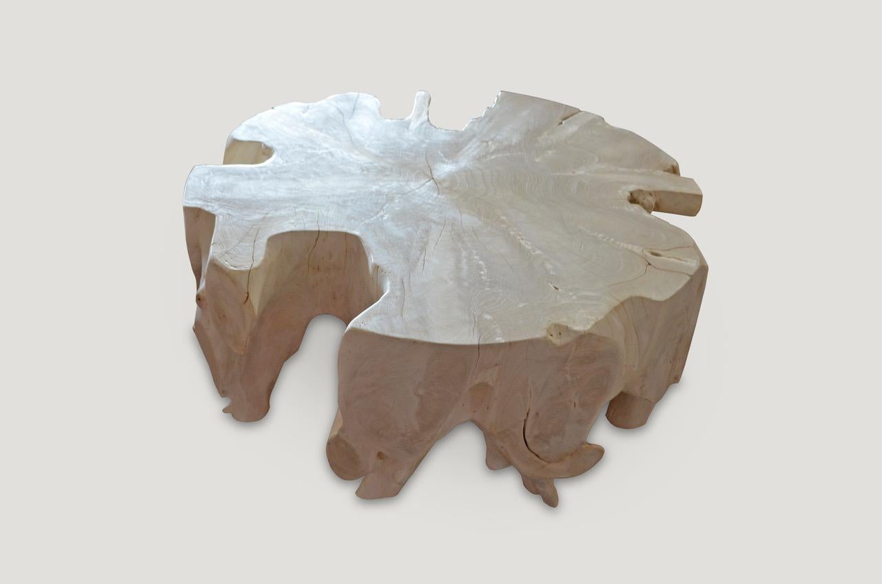 Andrianna Shamaris Round St. Barts Teak Wood Coffee Table In Excellent Condition In New York, NY