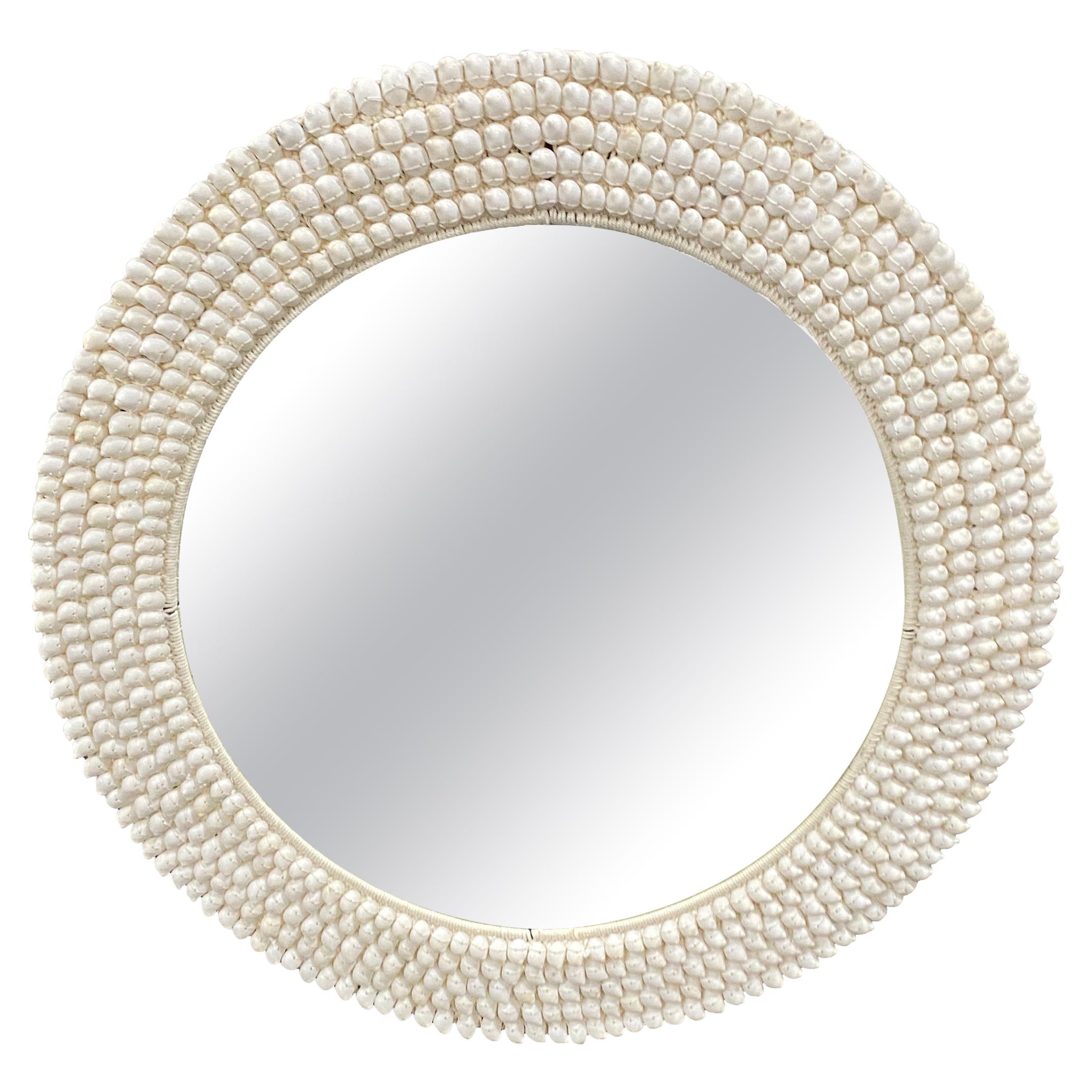 Andrianna Shamaris Round White Shell Mirror