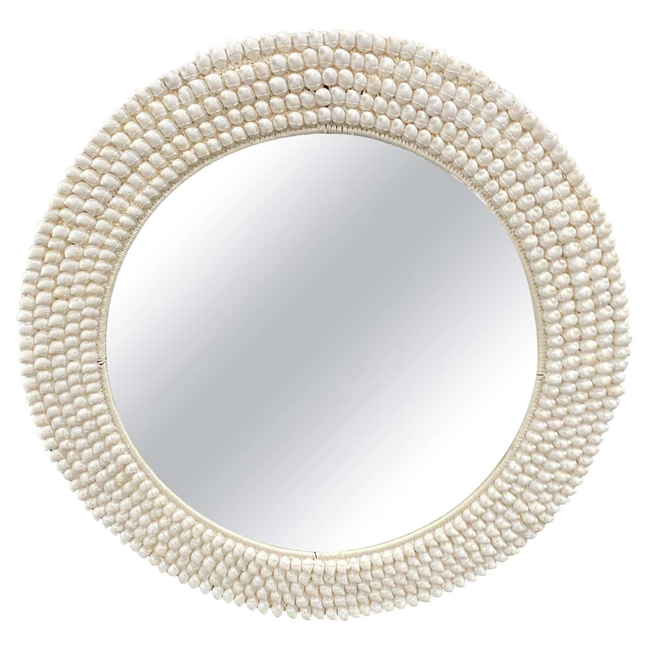 Andrianna Shamaris Round White Shell Mirror at 1stDibs | round shell ...