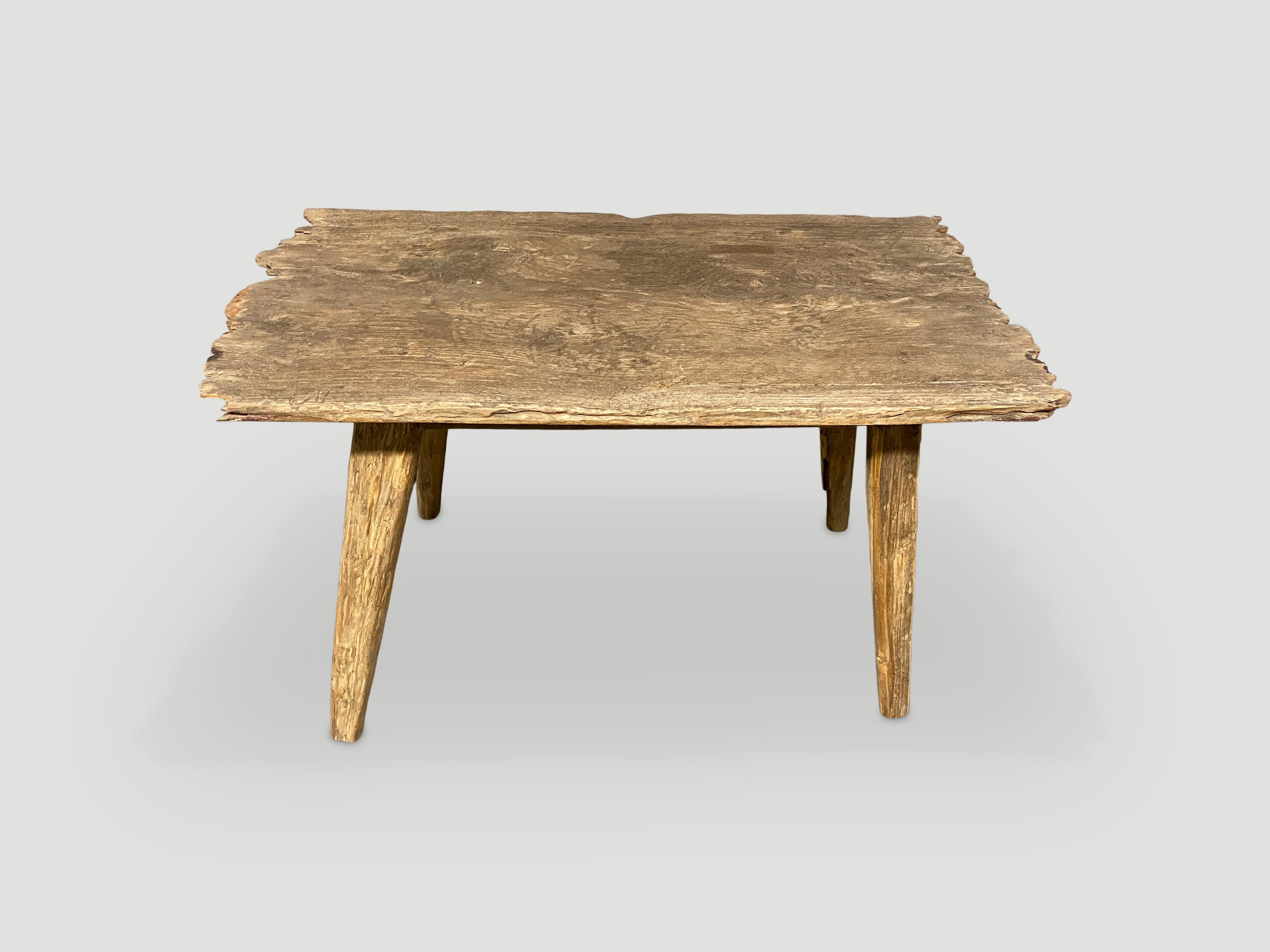 Andrianna Shamaris Rustic Teak Wood Coffee Table In Excellent Condition For Sale In New York, NY