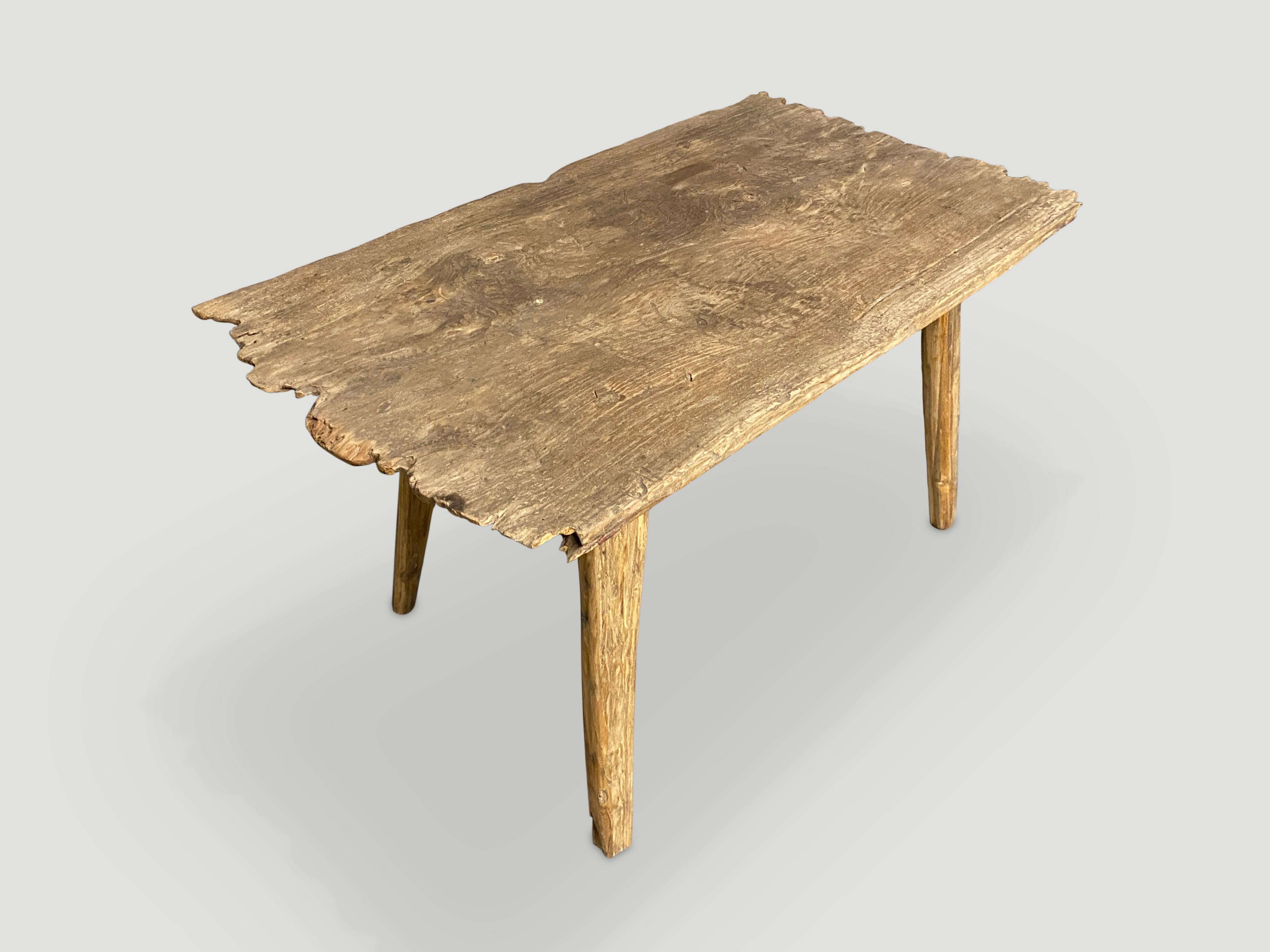 Mid-20th Century Andrianna Shamaris Rustic Teak Wood Coffee Table For Sale