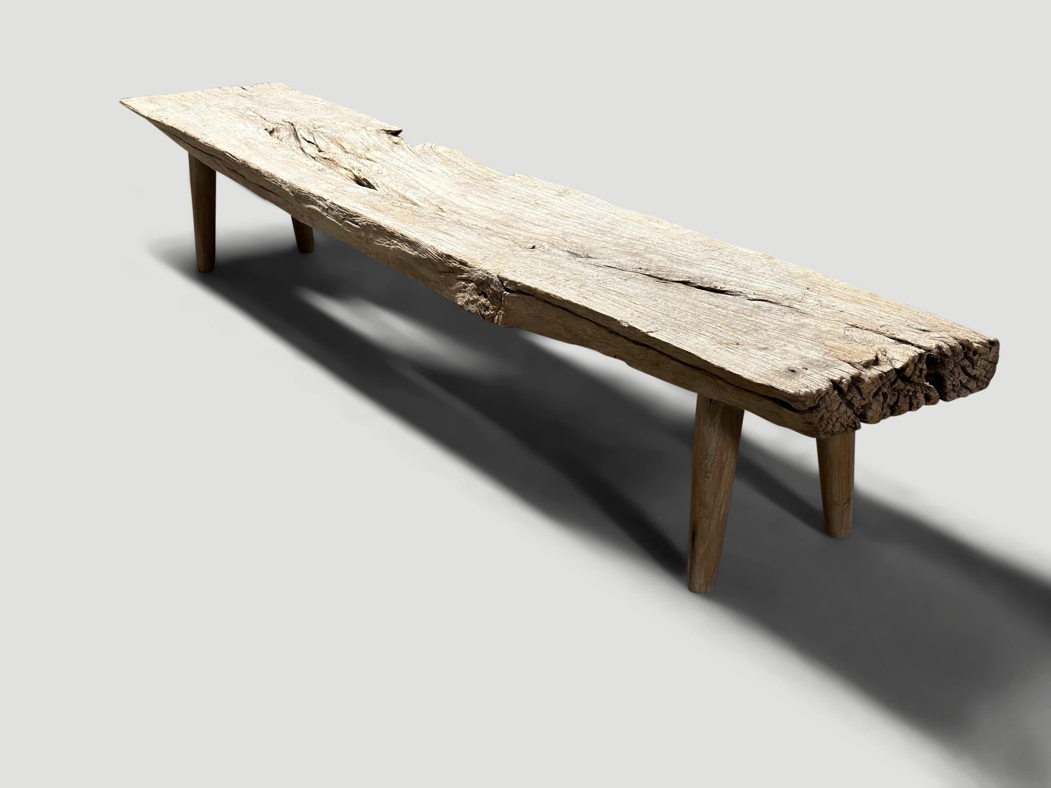 Rustic Andrianna Shamaris Sculptural Antique Bench For Sale