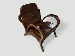 Sculptural Antique Teak Wood Arm Chair